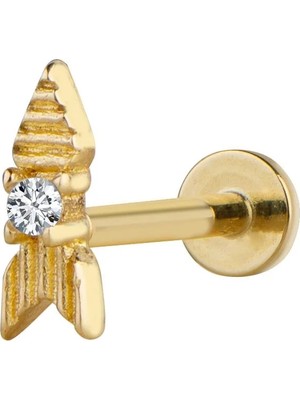 goldkupe Taşlı Ok Piercing