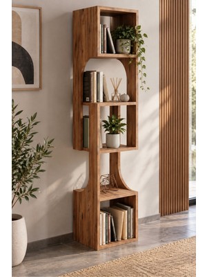 Sulorahome 5 Katlı Modern Ahşap Dekoratif Kitaplık ve Raf Ünitesi