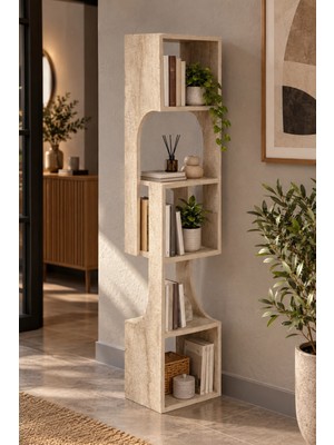 Sulorahome 5 Katlı Modern Dekoratif Ahşap Kitaplık ve Raf Ünitesi