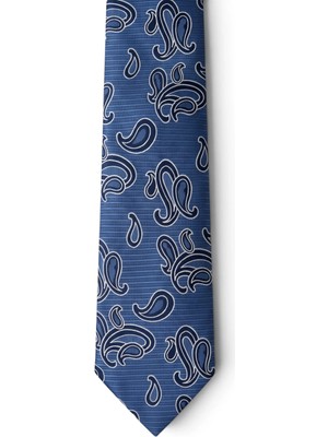 HERMOSE Edi Mavi Paisley Desenli Kravat