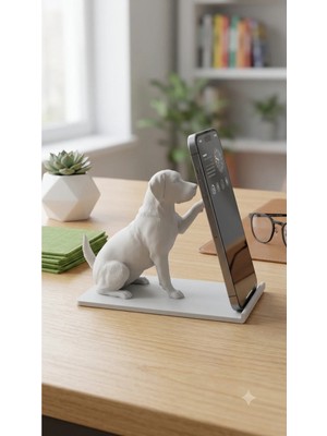 Hisconcept Labrador Retriever Sevimli Köpek Figürlü Telefon Standı Tablet Standı – Dekoratif Masaüstü Cep Telefonu Tutucu