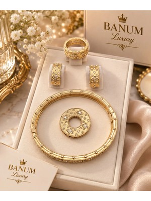 Banum Luxury Şık Tasarım Zarif Altın Tonlu 4lü Set