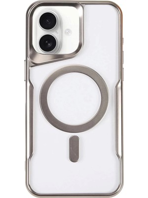 Mey Ithalat®  iPhone 16 Kılıf Boyi Magsafe Silikon Kapak - Gümüş