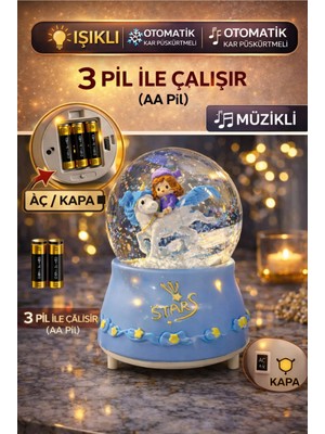 Mixoyuncak Işıklı Müzikli Otomatik Kar Püskürtmeli Unicorn Kar Küresi – Büyük Boy 16 cm