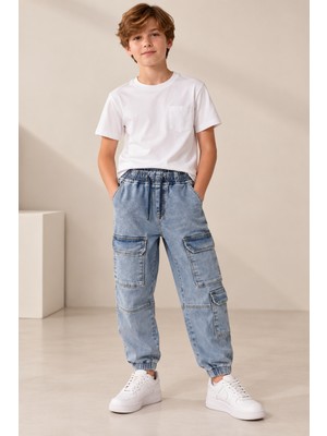 Ugly Duck Paçası ve Beli Lastikli Kot Pantolon - Kot Mavisi  05-09 Yaş