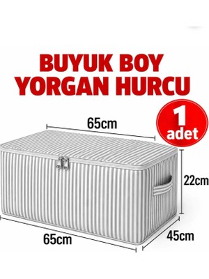 Esmana Living 1 Adet Antrasit Çizgili Maxi Büyük Boy Yastık,yorgan ve Döşek Hurcu 65X45X22CM