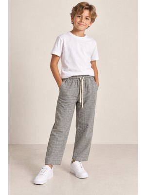 Ugly Duck  Erkek Çocuk Gri Ekose Keten Pantolon - Gri 06-16 Yaş