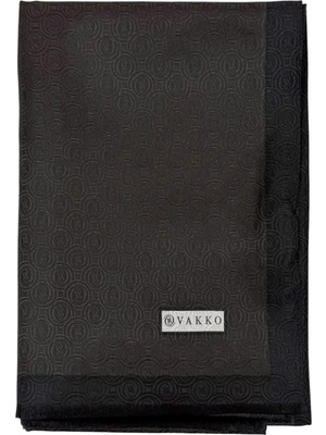 Vakko Jakarlı Ipek Şal - Helezon Monogram - Acı Kahve