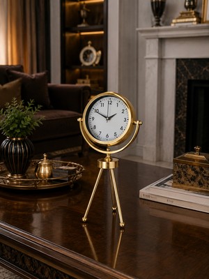 Çetiner Group Gold Luxury Modern Üç Ayaklı Masa Saati