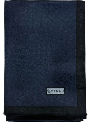 Vakko Jakarlı Ipek Şal - Helezon Monogram - Lacivert