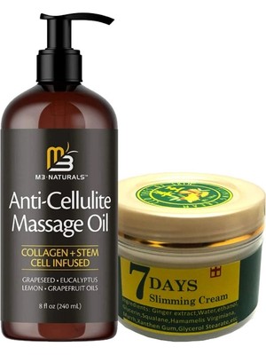 Bezos 7daus Slimming Cream 100 ml Krem + Anti-Cellulite Massage Oil Selülitlerinize 240 ml Masaj Yağı