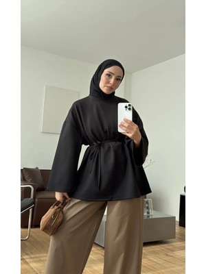 Miraydin Butik Kadın Seyyar Bağlamalı Oy-Sho Kumaş Tunik M62410 - Siyah