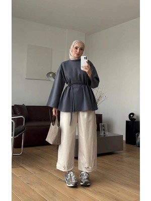 Miraydin Butik Kadın Seyyar Bağlamalı Oy-Sho Kumaş Tunik M62410 - Füme