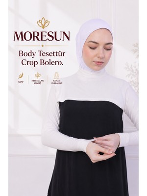 Moresun Balıkçı Yaka Boyunluklu Kolluk - Likralı Kadın Body Tesettür Crop Bolero