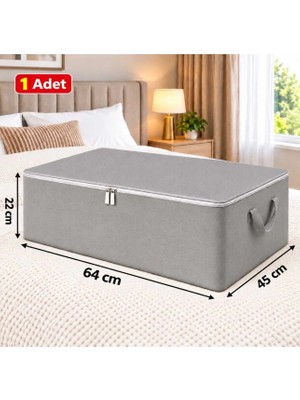 Esmana Living 1 Adet -Sade Gri Büyük Boy Baza Altı ve Çekyat Tipi Hurç 65X45X22 cm