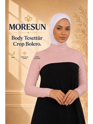 Moresun Balıkçı Yaka Boyunluklu Kolluk - Likralı Kadın Body Tesettür Crop Bolero