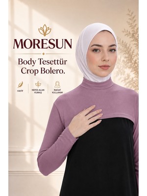 Moresun Balıkçı Yaka Boyunluklu Kolluk - Likralı Kadın Body Tesettür Crop Bolero