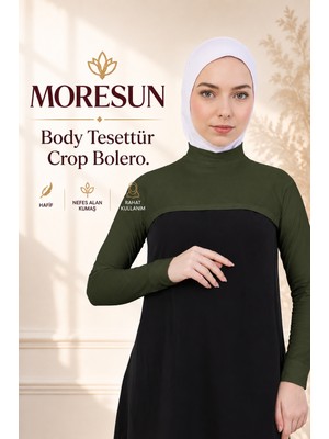 Moresun Balıkçı Yaka Boyunluklu Kolluk - Likralı Kadın Body Tesettür Crop Bolero