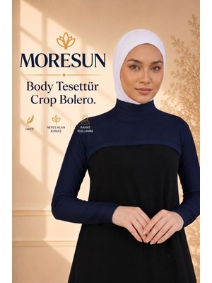 Moresun Balıkçı Yaka Boyunluklu Kolluk - Likralı Kadın Body Tesettür Crop Bolero
