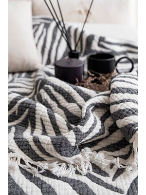 Layan Home Zebra Desen 7 Katlı Cift Kisilik Muslin Yorgan