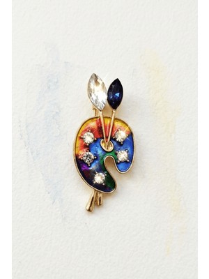 BB Bi Butik Shop Kristal Işıltılı Sanatçı Paleti Broş