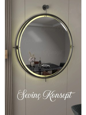 Sevinç Konsept İstanbul Ayna Siyah Kablosuz Ledli 60*70 Cm Metal Dekoratif Duvar Makyaj Dresuar Aynası