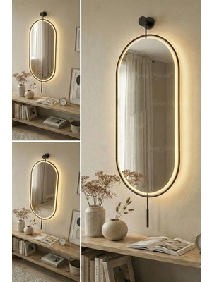 Sevinç Konsept Led'li Siyah Serenity Ayna 38*85 Cm, 40*100 cm Dekoratif Duvar Makyaj Dresauar Aynası