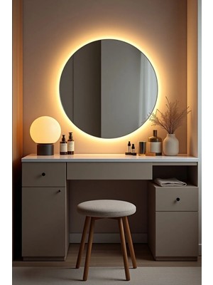 Sevinç Konsept Mobilya Led'li Pilli Round Yuvarlak Dresuar Ayna (45*45 Cm, 54*54 Cm, 60*60 Cm, 70*70 Cm) Duvar Banyo, Makyaj Dresuar Aynası