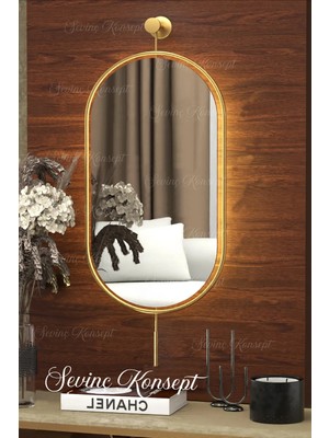 Sevinç Konsept Mobilya Led'li Serenity Gold Dresuar Ayna 38*60 Cm, 40*80 Cm, Dekoratif Duvar Ofis Makyaj Dresuar Aynası