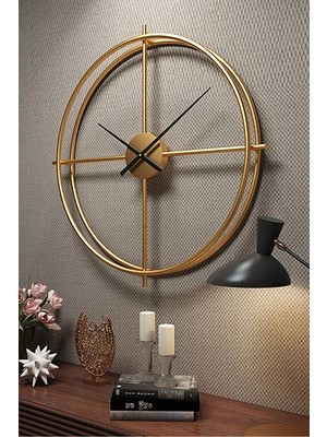 Sevinç Konsept Gold Iskandinav (X Large Boy 60 x 60 Cm), Ferforje Metal Dekoratif Duvar Saati