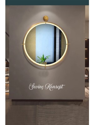 Sevinç Konsept LEDLi Simirna Ayna Gold 60 x 70 cm Modern Metal Dekoratif Duvar Salon Makyaj Dresuar Aynası