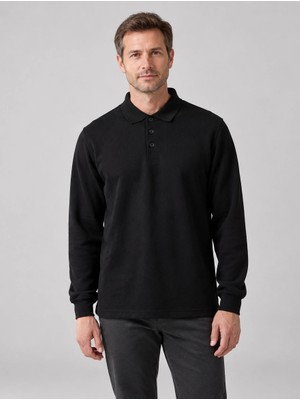 Armadillo Erkek Uzun Kollu Polo Yaka Sweatshirt - Siyah