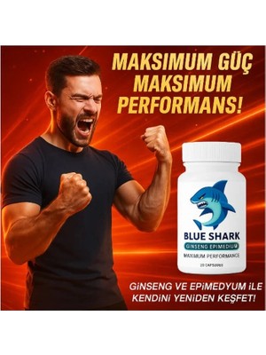 Bezos Blue Shark Ginsengli Epimedyumlu Erkeklere Için 20LI x 1 Adet + Kayganlaştırıcıyla