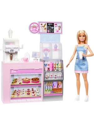 Barbie'nin Kahve Dükkanı Barbie'nin Kahve Dükkanı Oyun Seti Sarışın Barista Barbie, Kahve Makinesi ve 10'dan Fazla Aksesuar HXN94