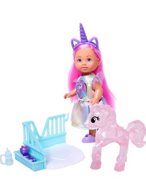 Simba, 105733728, Evi Love Unicorn Arkadaşım, Unicorn Figürü ve Özel Küçük Ahır, Çeşitli Aksesuarlar, Saç Bantlı Tatlı Bir Unicorn Elbisesi Ile Birlikte, 12CM