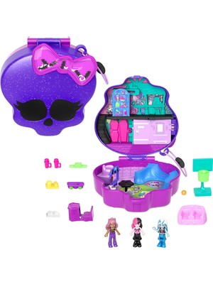 Polly Pocket™ Monster High Temalı Kompakt Oyun Seti 3 Mikro Bebek ve 10 Aksesuar Bulunan, Açıldığında Liseye Dönüşen Polly Pocket Monster High Kompakt Oyun Seti HVV58