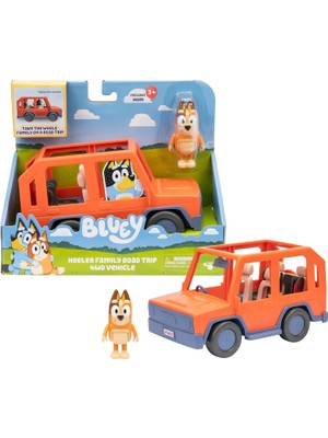 Bluey Heeler Family Road Trip 4WD Araç, Eklemli Biber Figürü Dahil, Açık Çatılı, 4 Figürü Kolayca Takabilir, Tüm 6,5 cm (Ayrı Satılan) Için Ideal