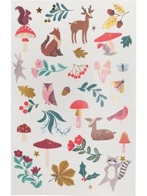 Meri Meri - Woodland Temporary Tattoo Sheets - Orman Geçici Dövme