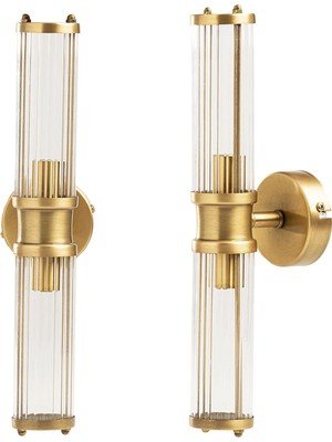Tel Lighting 2 Adet Yıldız Aplik, Antik Bronz ve Yıldız Desenli Cam Duvar Lambası