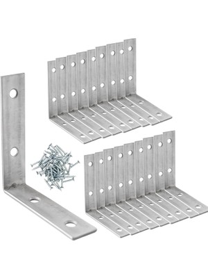 (25 Adet) Metal Köşebent 65X65X15 mm Ince L Demiri Gönye Mobilya Duvar Sabitleme Bağlantı Aparatı
