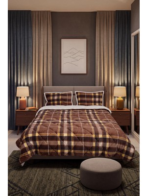 Comforter Çift Kişilik Yorgan Seti Kahverengi