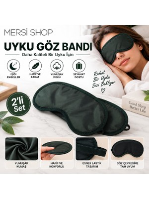 Mersi Shop 2'li Uyku Göz Bandı Işık Engelleyici Yumuşak Hafif Seyahat ve Dinlenme Göz Maskesi