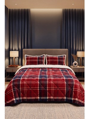 Comforter Çift Kişilik Yorgan Seti Kırmızı