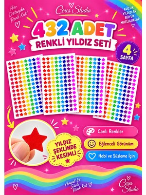Ceres Studio Renkli Yıldız Sticker Seti – Motivasyon ve Ödül Çıkartmaları