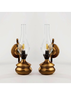 Tel Lighting 2 Adet Tombak Gaz Duvar Lambası Seti, Iki Parçalı Elektrikli Duvar Lambası