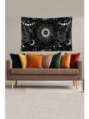 Pelangi Siyah Yıldız Haritası Desenli Leke Tutmaz Kadife Kumaş Duvar Örtüsü Duvar Halısı Tapestry YWLL371, 70 x 100