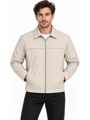Pileli Store Erkek Su Itici Rüzgar Keser Astarlı Tam Fermuarlı 4 Mevsim Regular Fit Mont Ceket - Gri