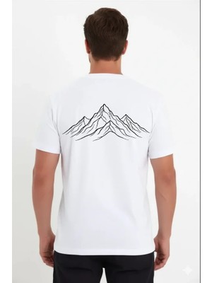 Pileli Store Erkek Nihilist Penguen Özel Tasarım Oversize Bisiklet Yaka Tişört - Beyaz
