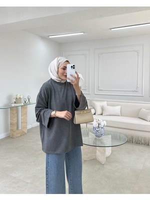 Miraydin Butik Kadın Basic Sweatshirt Tunik M52419- Antrasit