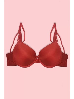 Pileli Store Kırmızı Destekli Sütyen 977